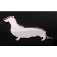 Dachshund Silver Acrylic Mirror - Silver / 26.3cm