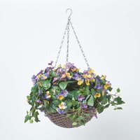 Homescapes Purple and Yellow Pansy Hanging Basket, 60 cm - Purple and yellow - image 1