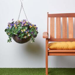 Homescapes Purple and Yellow Pansy Hanging Basket, 60 cm - Purple and yellow - thumbnail 4