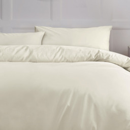 Luxury Percale 200 Count Easycare Duvet Cover and Pillowcase Set - Cream / Single - thumbnail 3