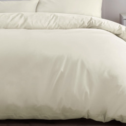 Luxury Percale 200 Count Easycare Duvet Cover and Pillowcase Set - Cream / Single - thumbnail 2