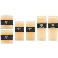 Square Vanilla Pillar Candles - 3 Sizes - Cream - Pack of 6 - Natural