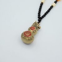 Feng Shui Gourd Hanging for Health  Longevity with Dragon Symbol - Gold