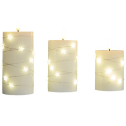 Pack of 3 Star LED Candles - White - thumbnail 3