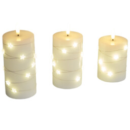 Pack of 3 Star LED Candles - White - thumbnail 5