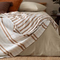 Woven Stripe Cotton Bedspread - Cinnamon