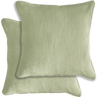 Pair of Goodwood Textured Wave Pattern Cushion Covers - 43x43cm - Cases Only - Green