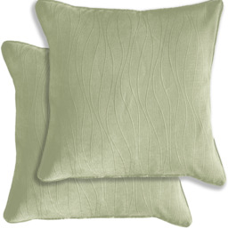 Pair of Goodwood Textured Wave Pattern Cushion Covers - 43x43cm - Cases Only - Green - thumbnail 3