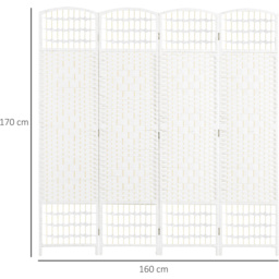 HOMCOM 4 Panel Folding Room Divider for Living Room Bedroom and Office - White - thumbnail 3