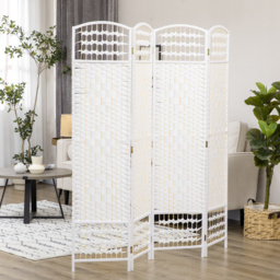 HOMCOM 4 Panel Folding Room Divider for Living Room Bedroom and Office - White - thumbnail 2