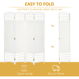HOMCOM 4 Panel Folding Room Divider for Living Room Bedroom and Office - White - thumbnail 4