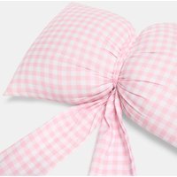 OHS Gingham Print Bow Shaped Cushion - Pink