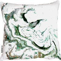 Golden and dark blue mixed Marble effect Cushion - green / 60cm