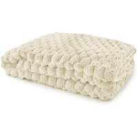 Lush Faux Rabbit Fur Throw - Cream / 180cm - image 1