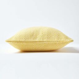 Homescapes Cotton Halden Chevron Cushion Cover - Yellow / 60cm - thumbnail 2