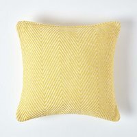 Homescapes Cotton Halden Chevron Cushion Cover - Yellow / 60cm - thumbnail 1