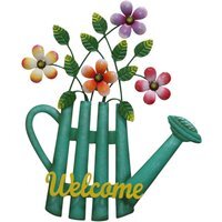 Indoor and Outdoor Floral Watering Can Sign - Blue