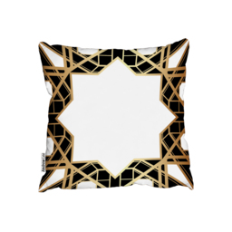 Art Deco Star Border Outdoor Cushion - Yellow / 60cm - thumbnail 2