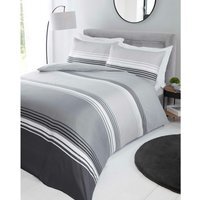 Chicago Microfiber Polyester Stripe Duvet Set With Pillowcase - Grey / King - thumbnail 1