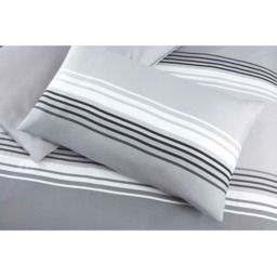Chicago Microfiber Polyester Stripe Duvet Set With Pillowcase - Grey / King - thumbnail 2