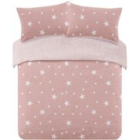 Dreamscene Star Teddy Fleece Duvet Cover Bedding Set - Pink / Double - image 1