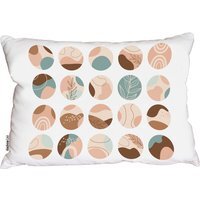Round Texture And Floral Icons In Pastel Colours Outdoor Cushion - White - thumbnail 1
