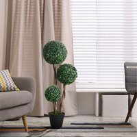 HOMCOM Artificial Topiary Ball Tree - Dark Green - image 1