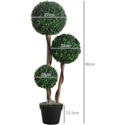 HOMCOM Artificial Topiary Ball Tree - Dark Green - thumbnail 3