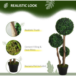 HOMCOM Artificial Topiary Ball Tree - Dark Green - thumbnail 4