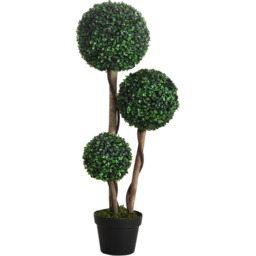 HOMCOM Artificial Topiary Ball Tree - Dark Green - thumbnail 2