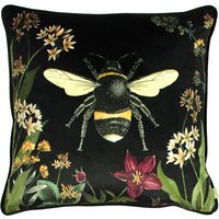 Midnight Garden Floral Rectangular Cushion 43 x 43cm - Black / Polyester