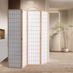 Japanese Folding Wooden Room Divider - Light Brown / 180cm - thumbnail 5