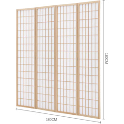 Japanese Folding Wooden Room Divider - Light Brown / 180cm - thumbnail 3