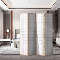 Japanese Folding Wooden Room Divider - Light Brown / 180cm