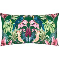Kali Birds Exotic Outdoor Cushion Cover - Dark Green