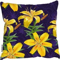 Yellow Lily Flowers Cushion - Yellow / 60cm