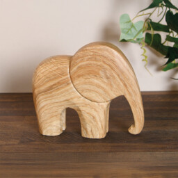 Set of 2 Wood Effect Elephant Ornaments - Natural - thumbnail 3