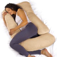 J Shaped Pregnancy Pillow, Memory Foam Maternity Cushion Machine Washable - Natural