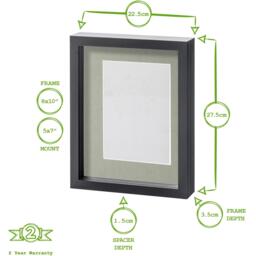 "8x10"" White 3D Box Photo Frame - 5x 7"" Mount - White/Ivory" - thumbnail 4