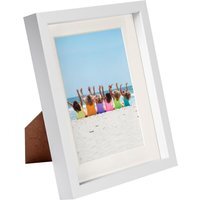 "8x10"" White 3D Box Photo Frame - 5x 7"" Mount - White/Ivory"