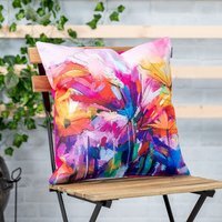 Oil Painting Printed Outdoor Cushion (Set of 4) - Pink - image 1