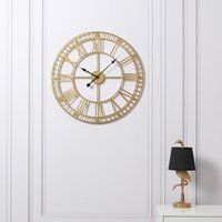 Skeleton Wall Clock with Roman Numerals - Gold - Gold