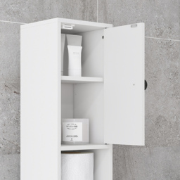 kleankin 180cm Tall Slim Bathroom Cabinet - White - thumbnail 3