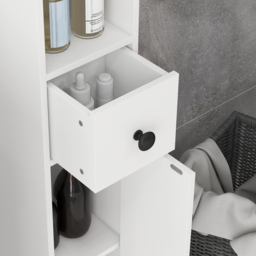 kleankin 180cm Tall Slim Bathroom Cabinet - White - thumbnail 2