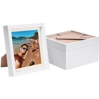 "8x8"" White 3D Box Photo Frame - 6x6"" Mount - Pack of 5 - White/Ivory"