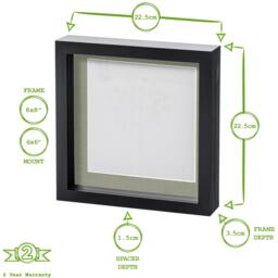 "8x8"" White 3D Box Photo Frame - 6x6"" Mount - Pack of 5 - White/Ivory" - thumbnail 4