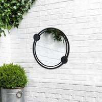 Charles Bentley Warsaw Round Garden Mirror Rust Proof Water Resistant Wall Mount - Black