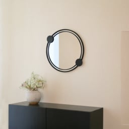 Charles Bentley Warsaw Round Garden Mirror Rust Proof Water Resistant Wall Mount - Black - thumbnail 2