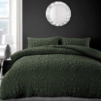 3D Embossed Chunky Floral Pattern Duvet Set - Olive / Double - image 1