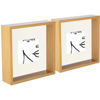 "3D Deep Box Photo Frames - 8 x 8"" with 4 x 4"" Mount - Pack of 5 - Light Wood/Ivory" - thumbnail 1